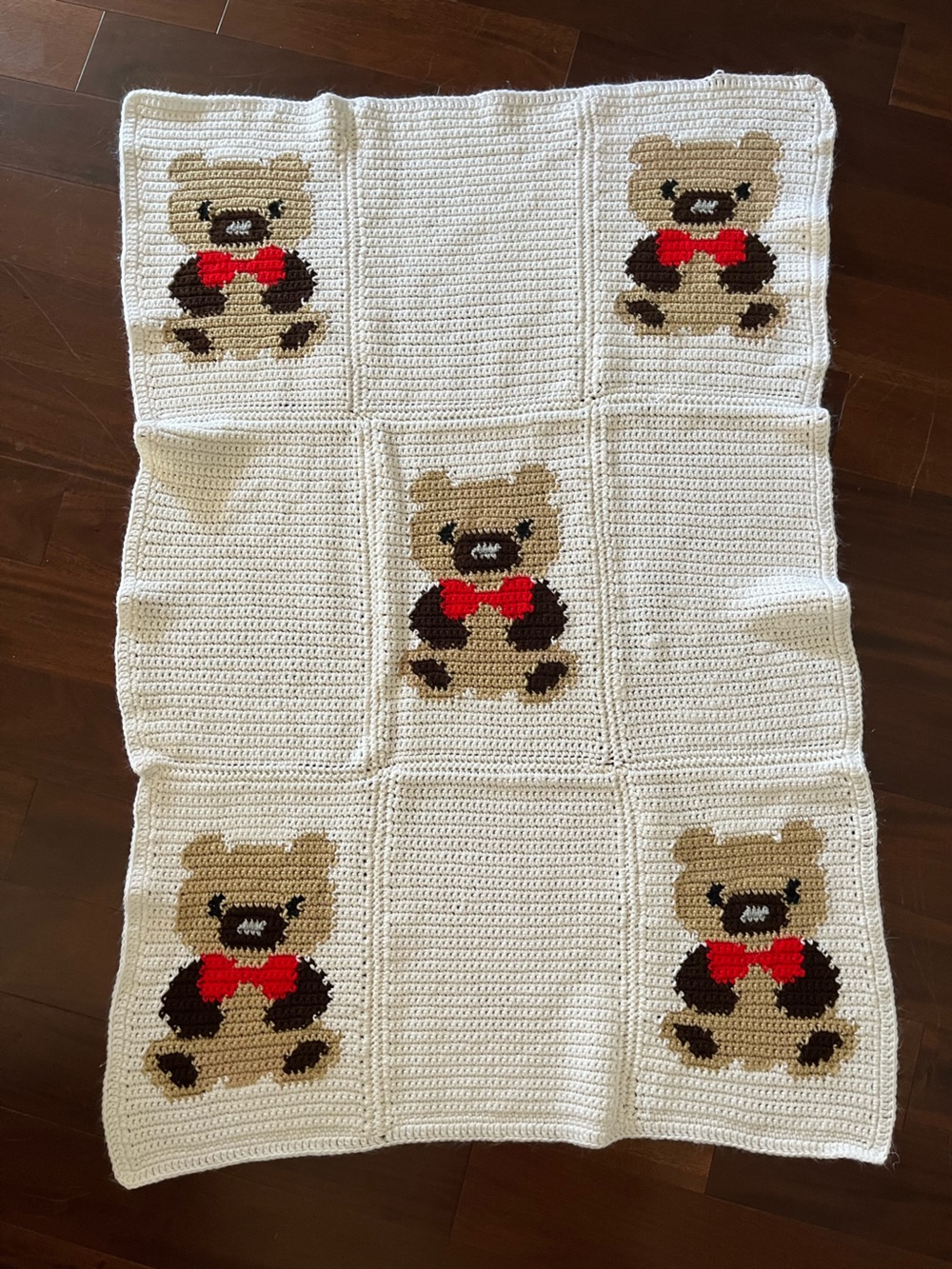 Teddy Bear Bow tie crochet blanket baby toddler cute kawaii sweet adorable 🐻